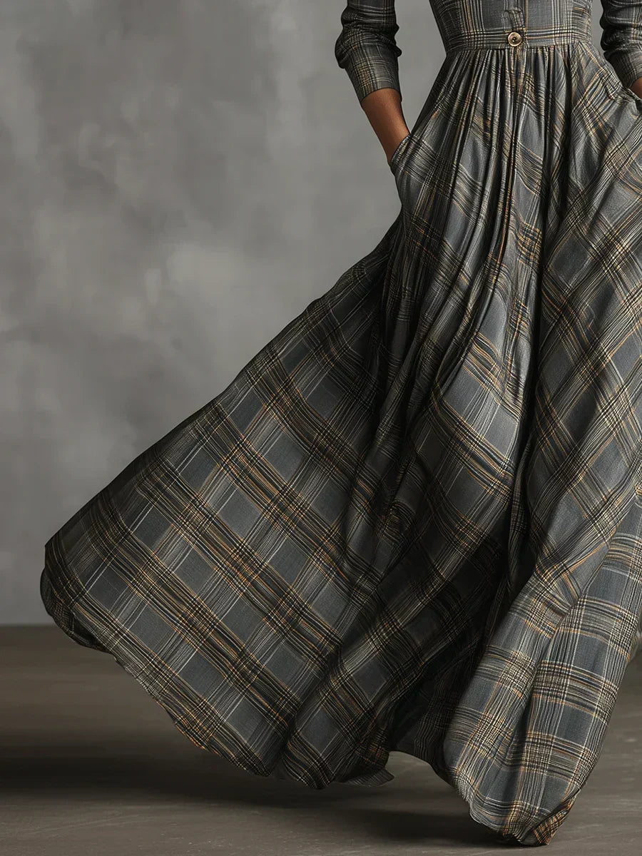 Eva | Robe longue à carreaux