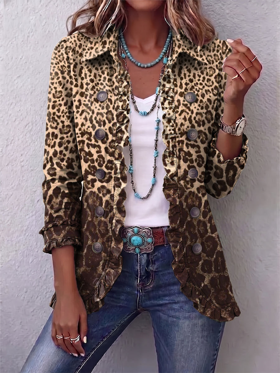 Ombretta | Veste léopard multicolore à volants