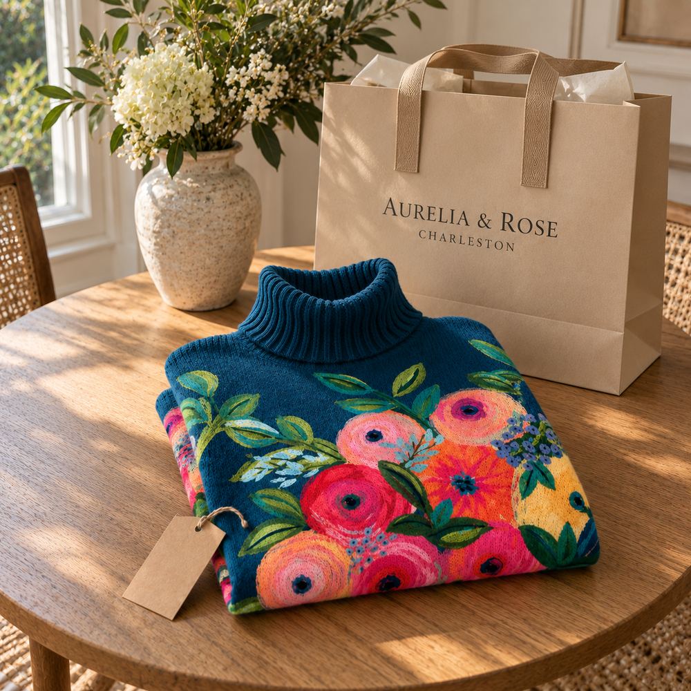Alice | Pull doux à col montant et broderie florale