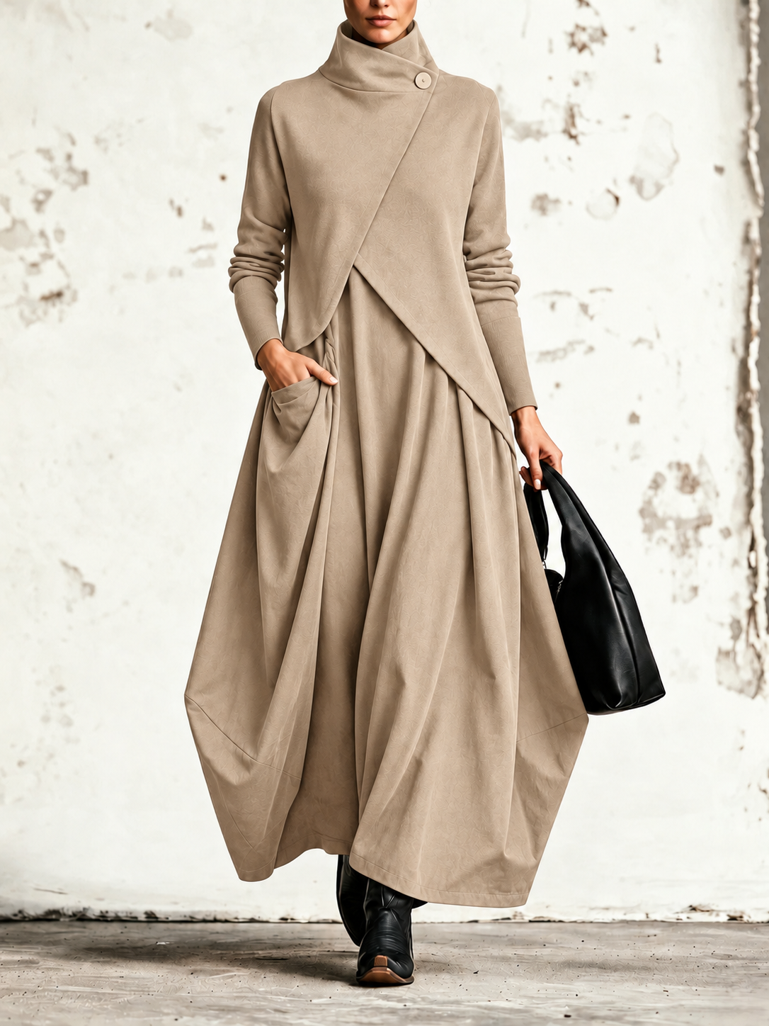 Dafne | Robe maxi à col asymétrique et jupe ballon