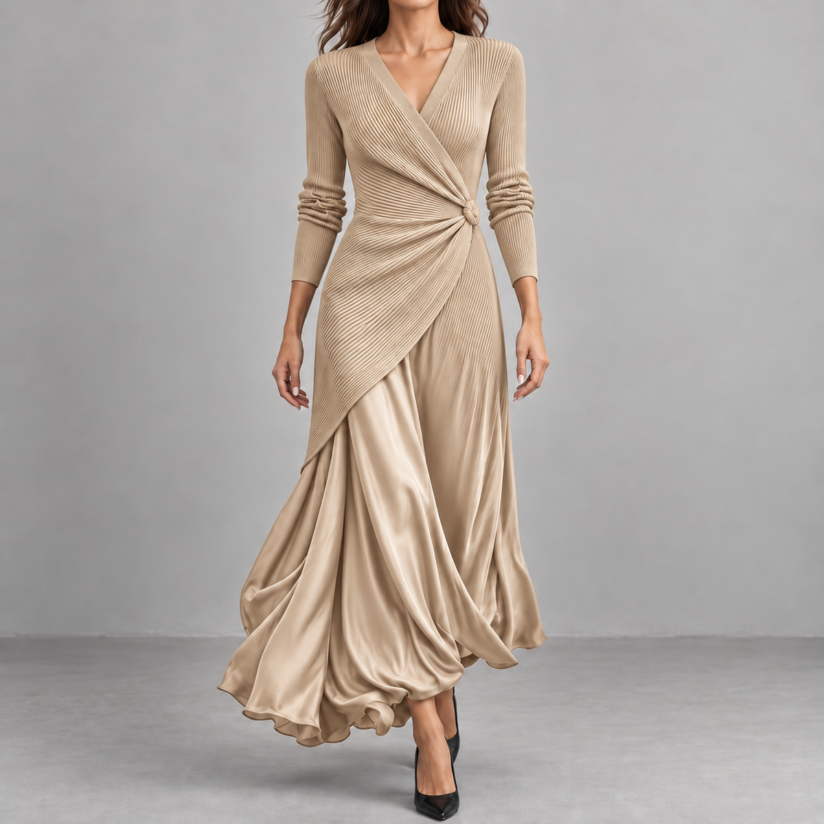 Artemisia | Robe maxi croisée à nœud latéral et jupe fluide
