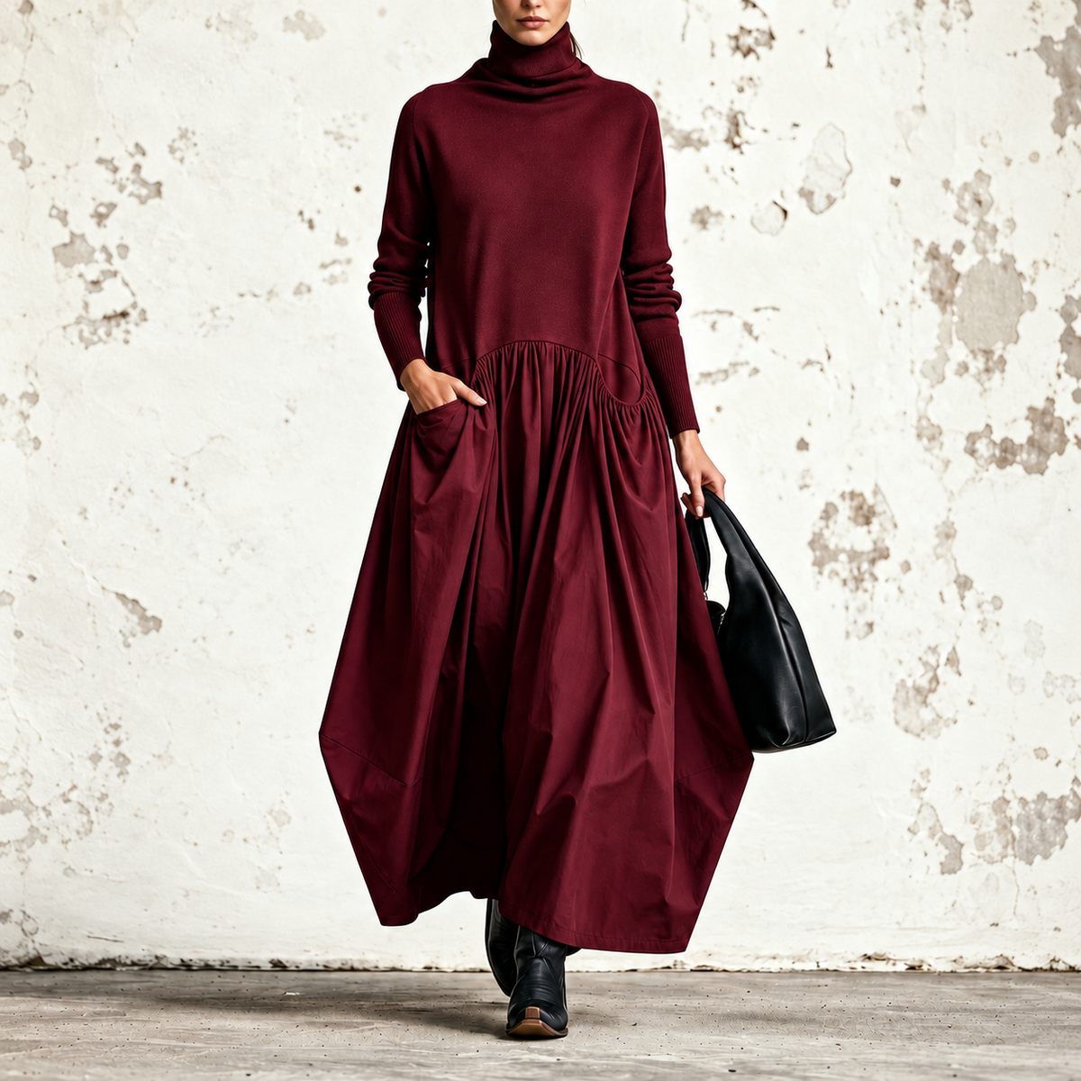 Ilaria Autunno | Robe maxi oversize à col montant et poches