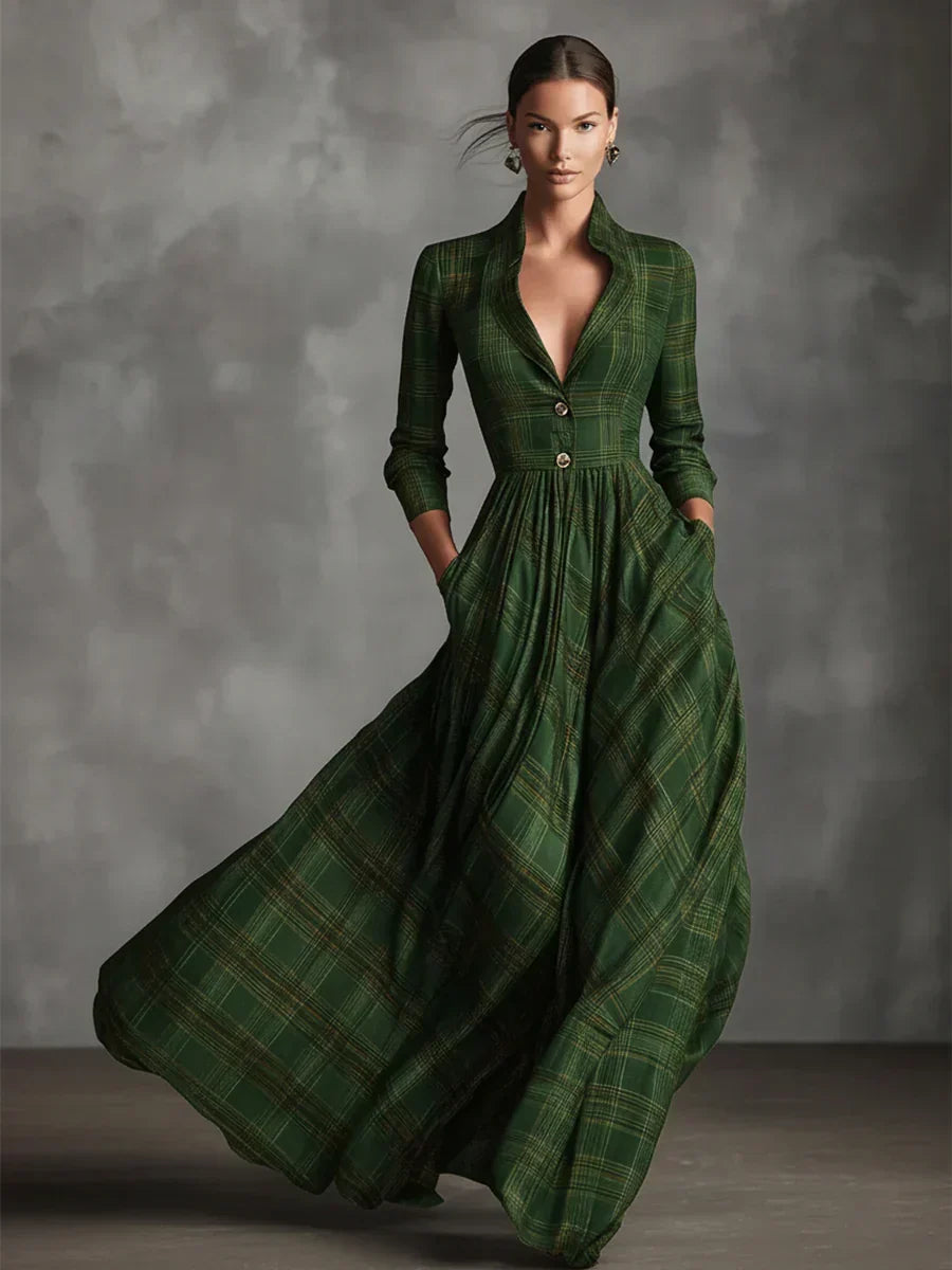 Eva | Robe longue à carreaux
