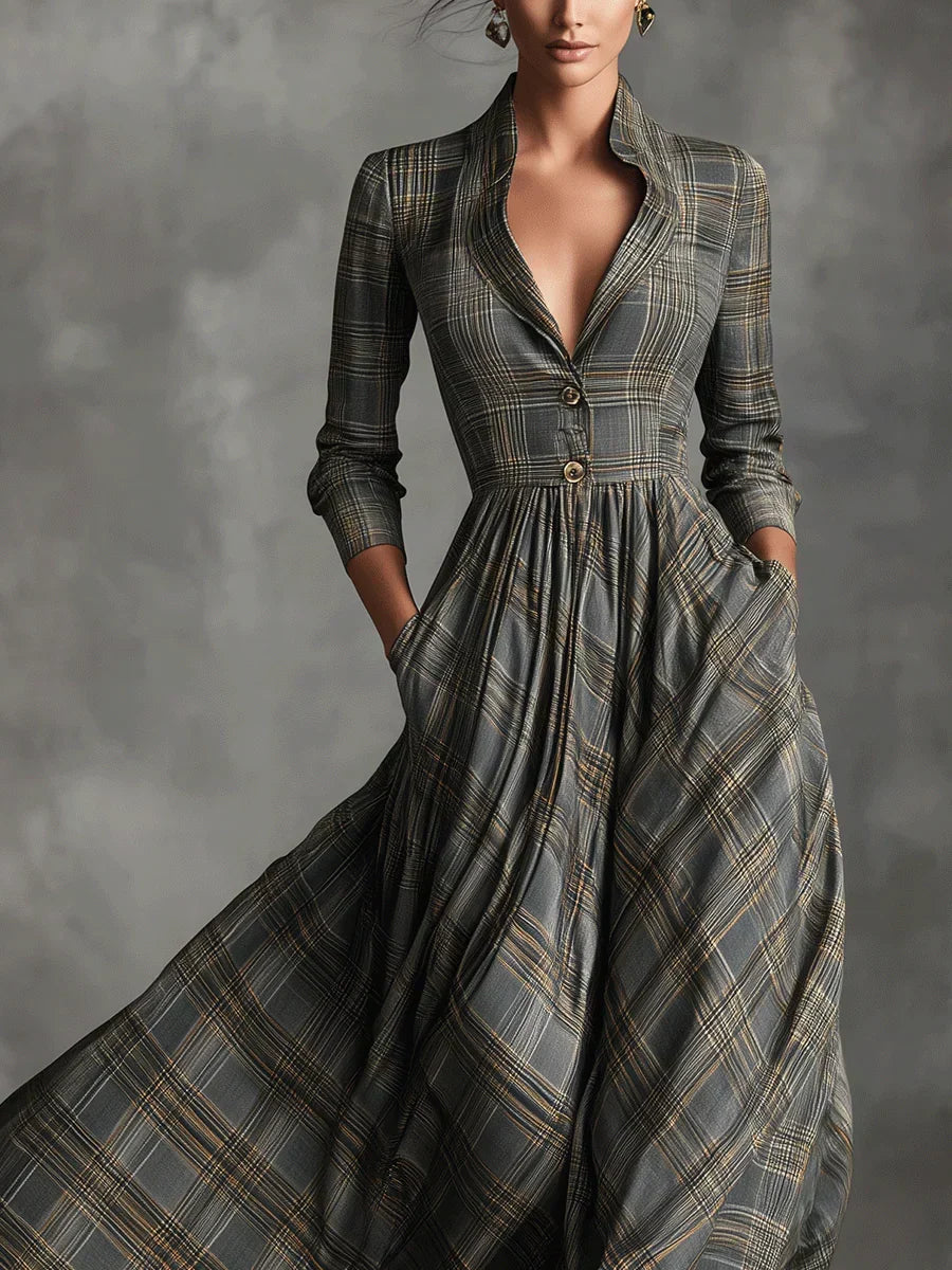 Eva | Robe longue à carreaux