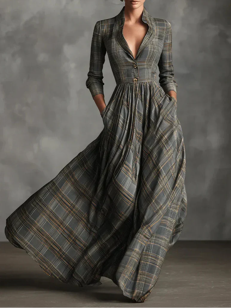 Eva | Robe longue à carreaux