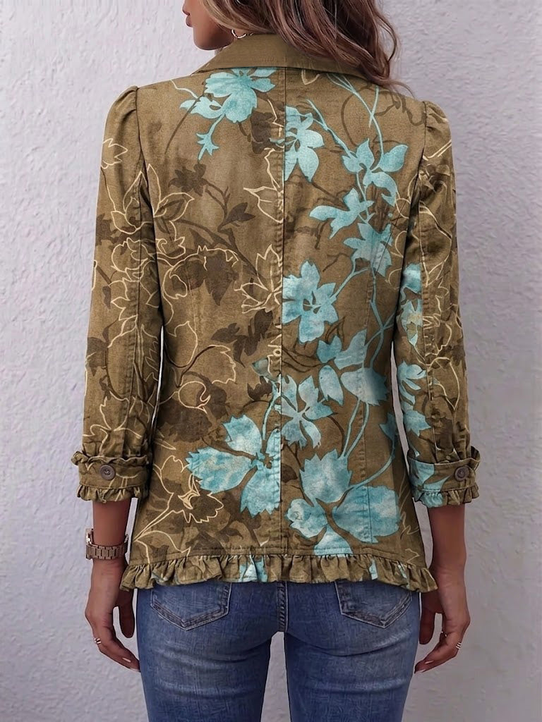 Bianca | Veste bohème à fleurs vintage délavées et volants