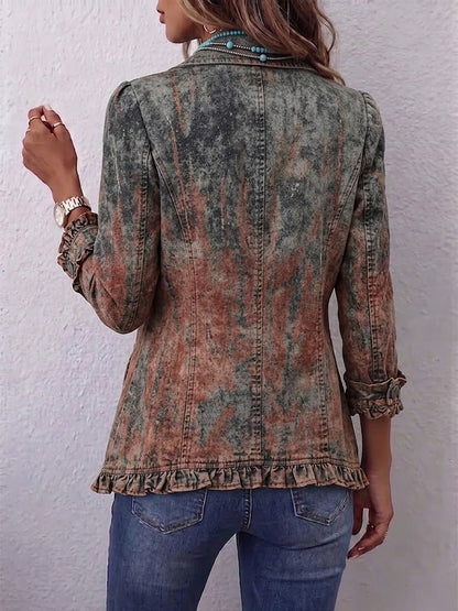 Flavia | Veste vintage à imprimé dégradé texturé et volants