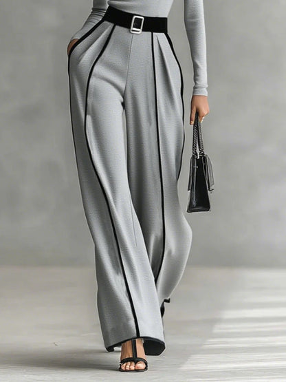 Adele | Ensemble à col montant contrasté, pantalon ample et ceinture