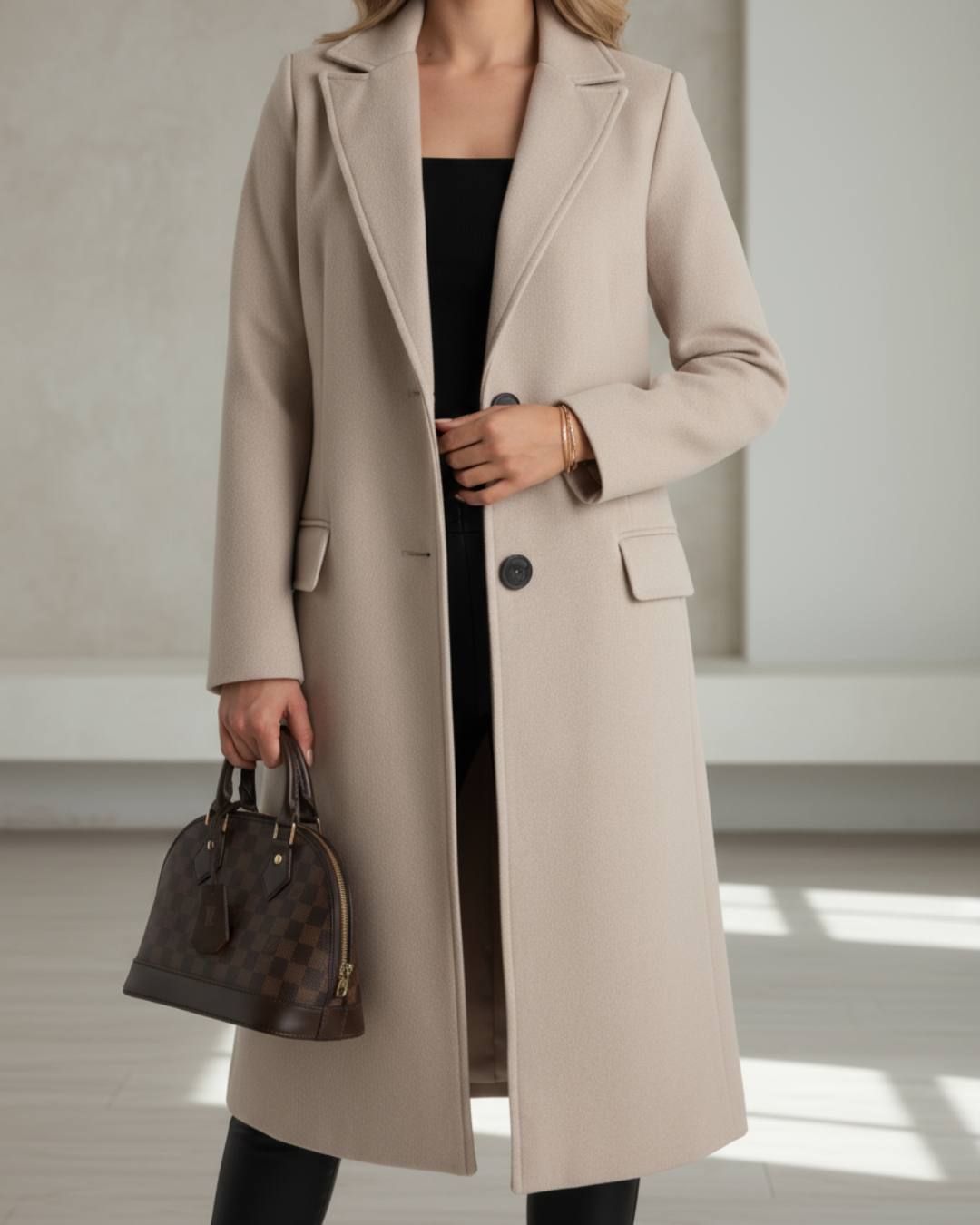Anastasia | Manteau long élégant entièrement doublé