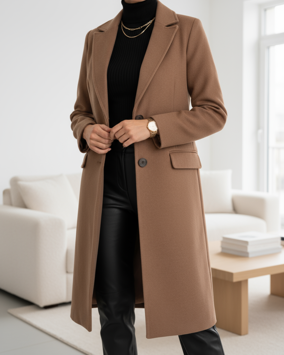 Anastasia | Manteau long élégant entièrement doublé