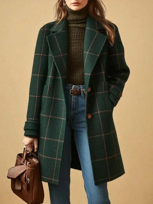Cora | Manteau à carreaux, deux boutons et revers