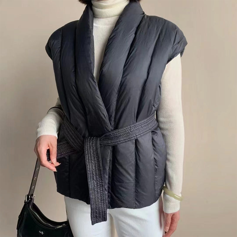 Cinzia | Gilet matelassé sans manches à ceinture