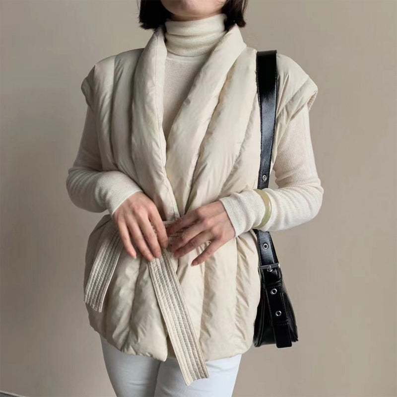 Cinzia | Gilet matelassé sans manches à ceinture