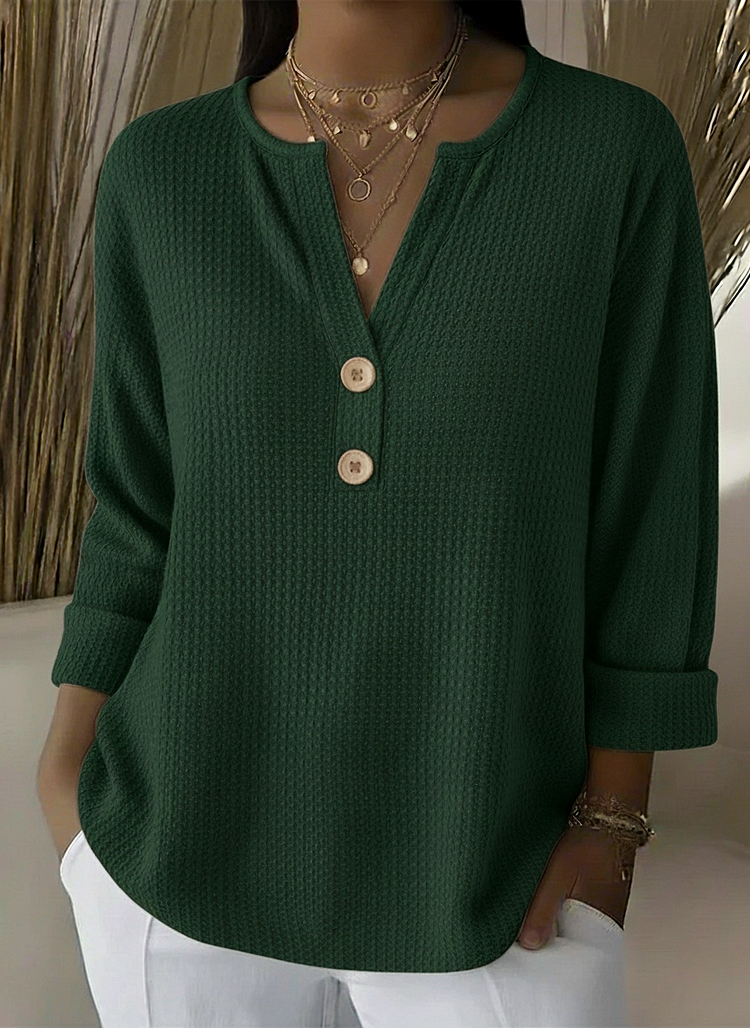 Luciana | Tee-shirt Henley gaufré à boutons