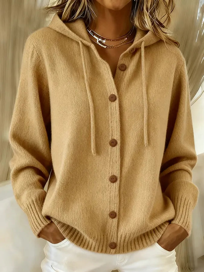 Brunella | Veste en maille à capuche et boutons