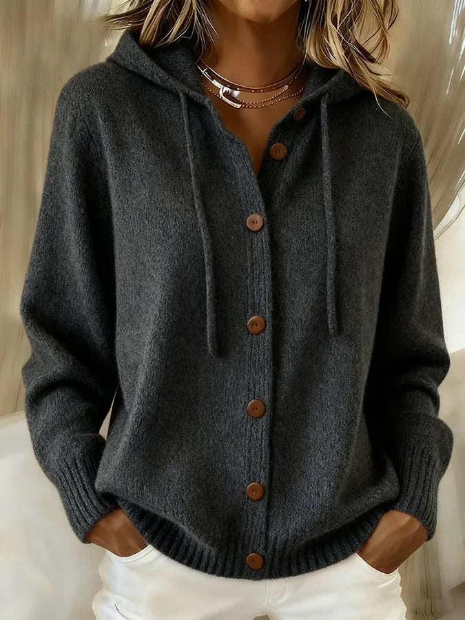 Brunella | Veste en maille à capuche et boutons