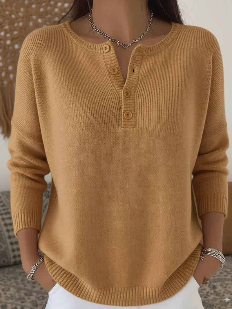 Ilenia | Pull en maille à boutons Henley