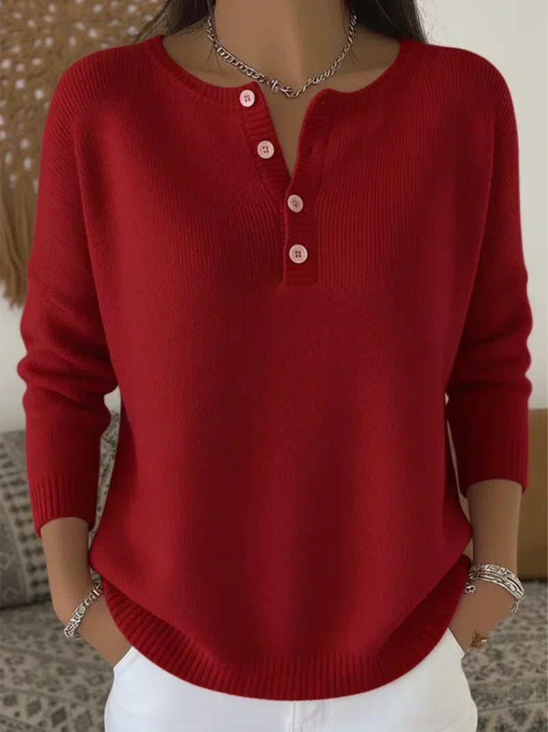 Ilenia | Pull en maille à boutons Henley