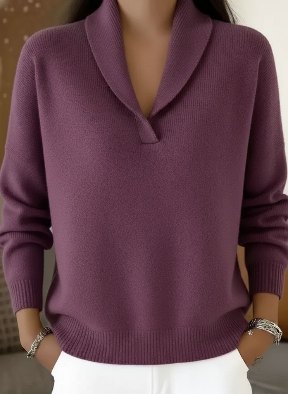 Antonia | Pull à décolleté en V et col châle