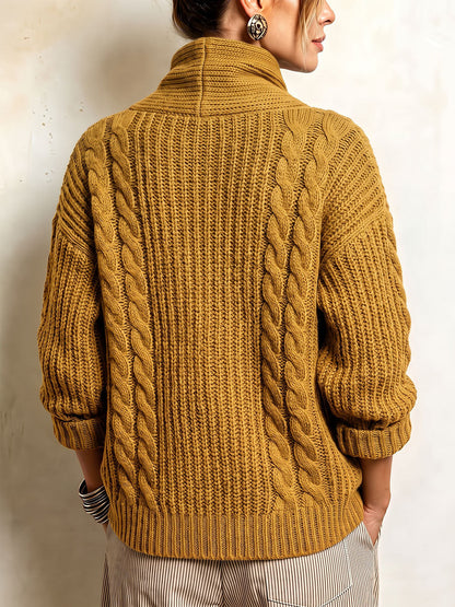 Tullia | Cardigan torsadé à fermeture asymétrique, moutarde