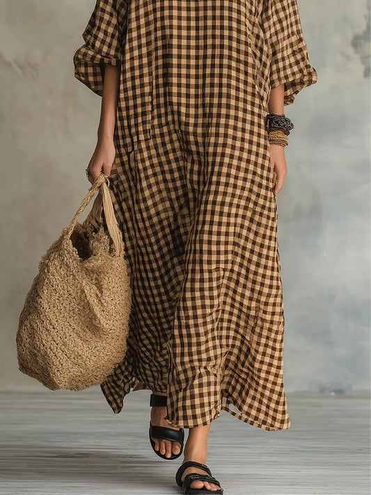 Mila | Robe maxi à petits carreaux