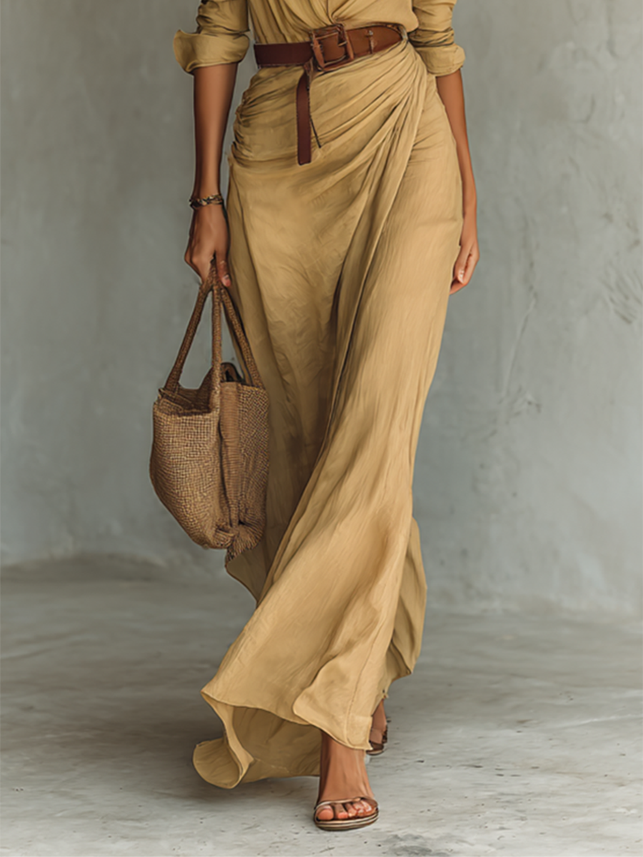 Velia | Robe longue fluide à col à revers