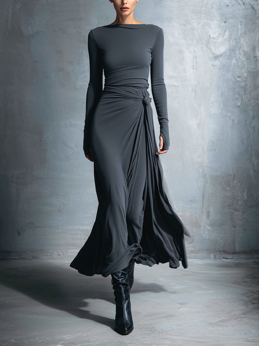 Naomie | Robe maxi à nœud latéral