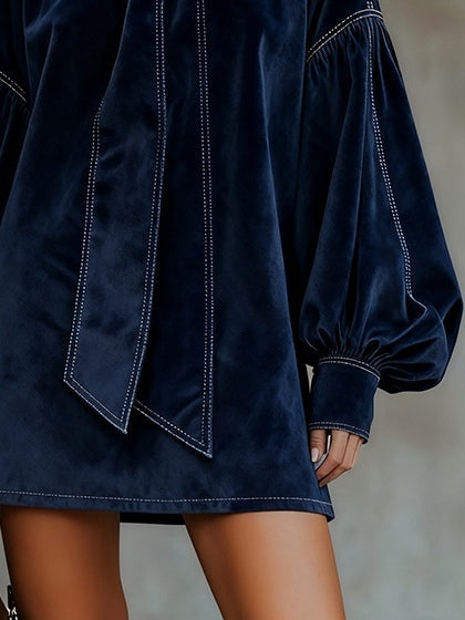 Fosca | Mini-robe en velours à nœud au col