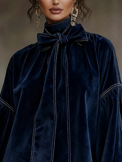 Fosca | Mini-robe en velours à nœud au col