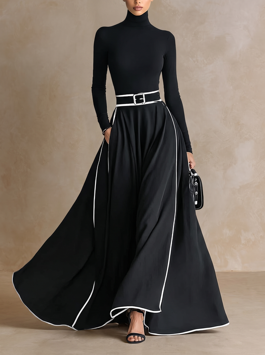Susanna | Robe maxi à liserés contrastants et ceinture