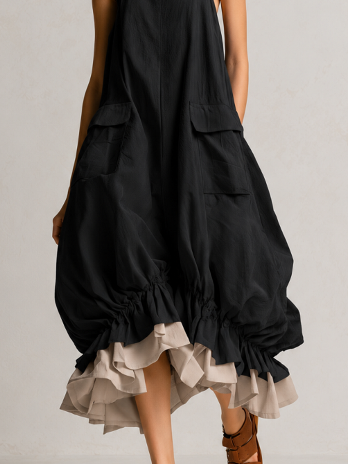 Fiamma | Robe ballon à poches et ourlet à volants