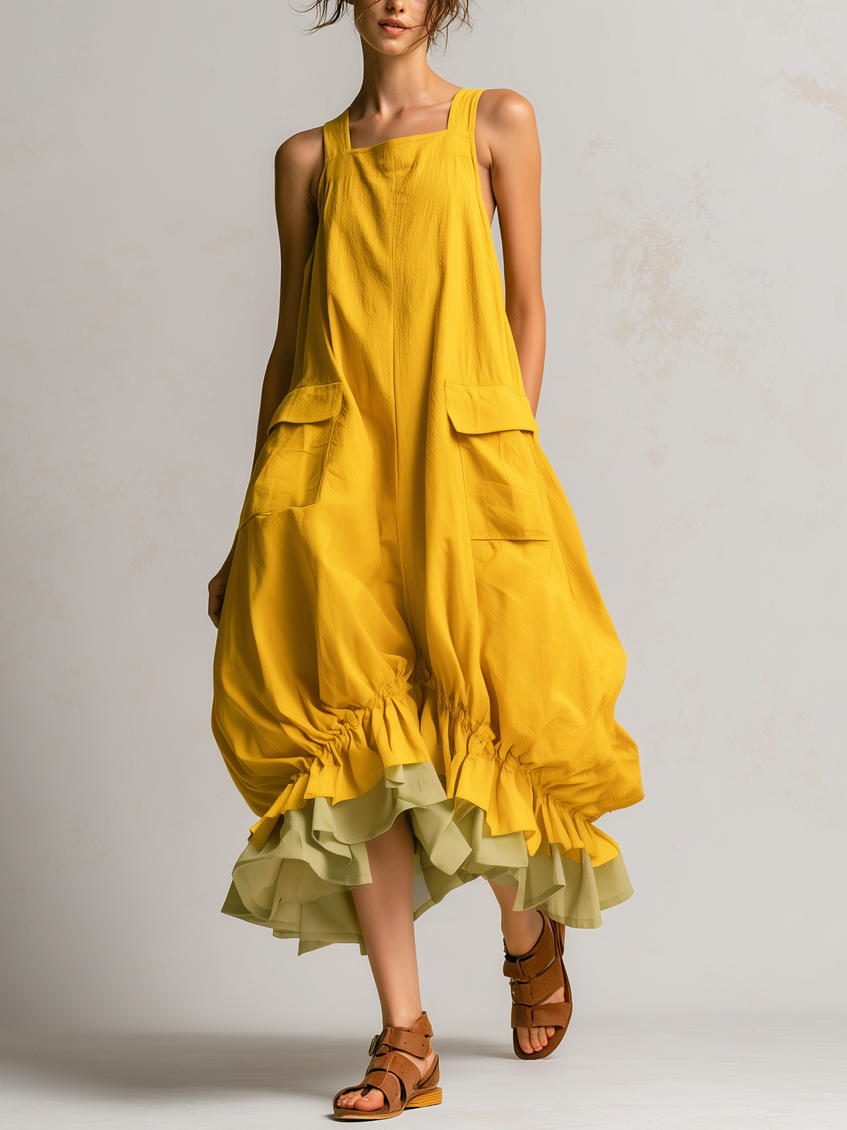 Fiamma | Robe ballon à poches et ourlet à volants