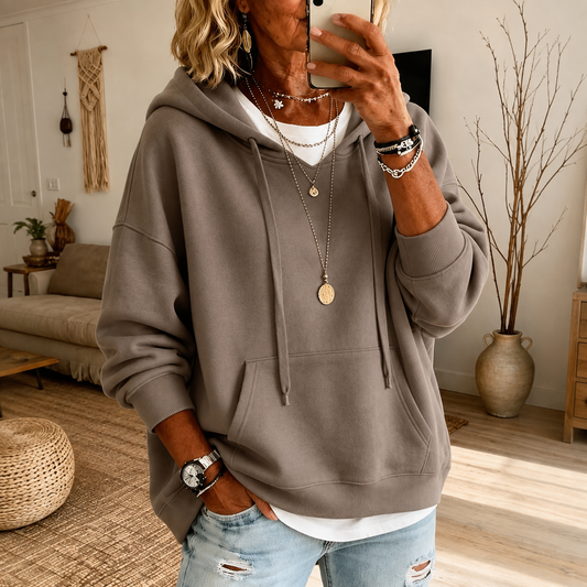 Elda | Pull poncho à capuche, taupe