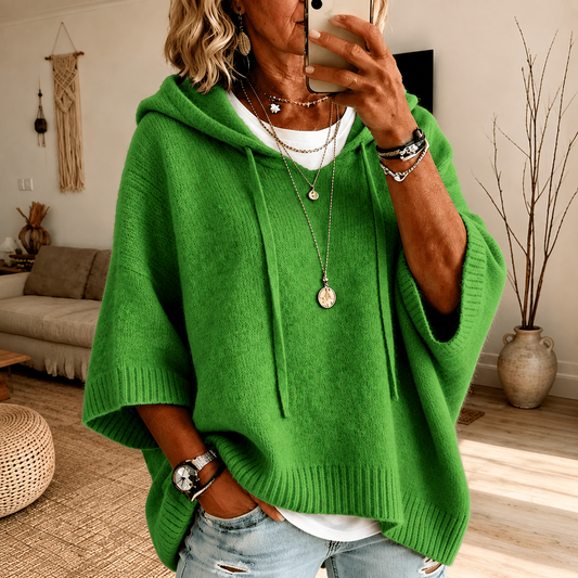 Margherita | Pull poncho à capuche, vert
