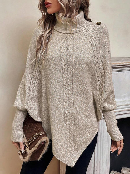 Alessia | Pull poncho torsadé à col montant et manches chauve-souris
