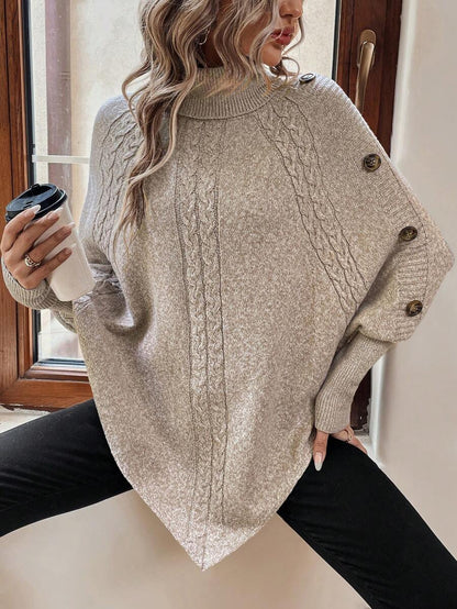 Alessia | Pull poncho torsadé à col montant et manches chauve-souris