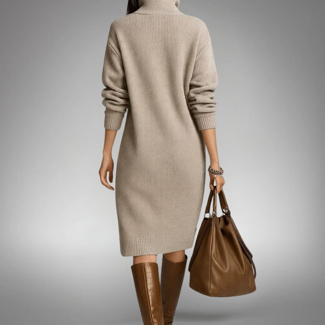 Elyon | Robe midi à col orné de boutons
