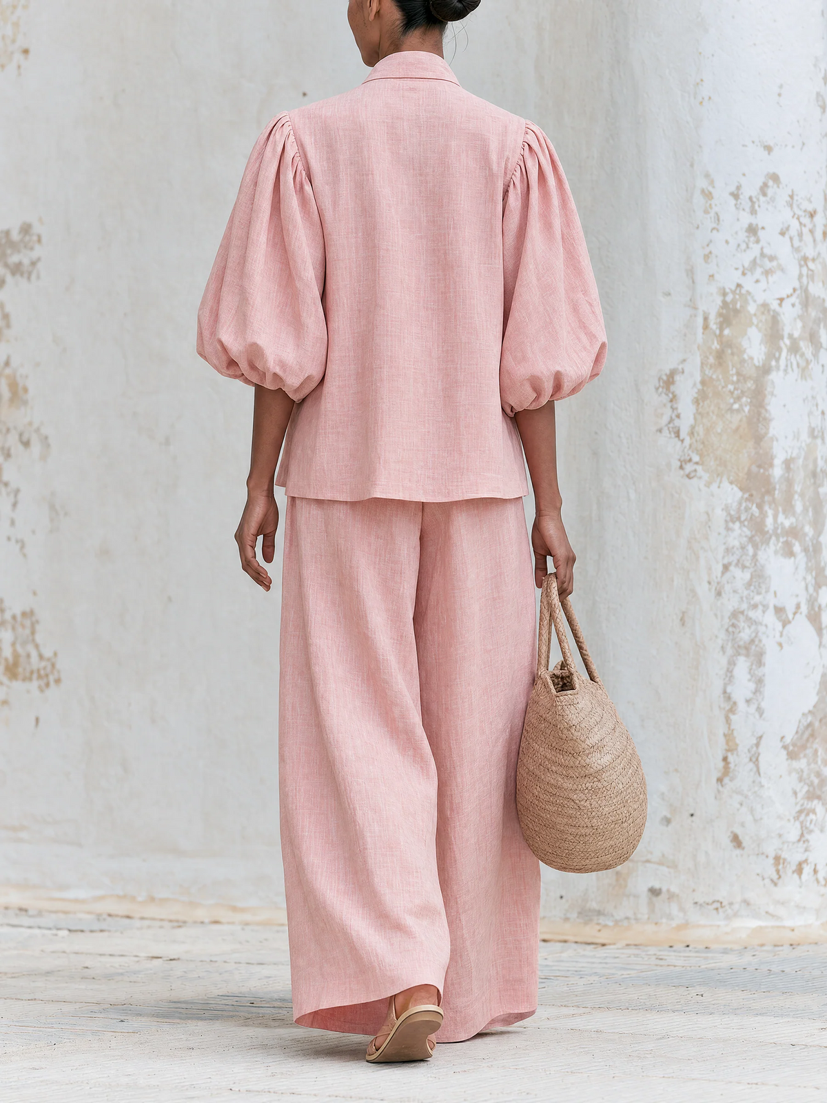 Fiorella | Ensemble haut à nœud et pantalon palazzo