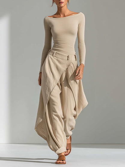 Gemma | Ensemble à col bateau et pantalon ample à superpositions