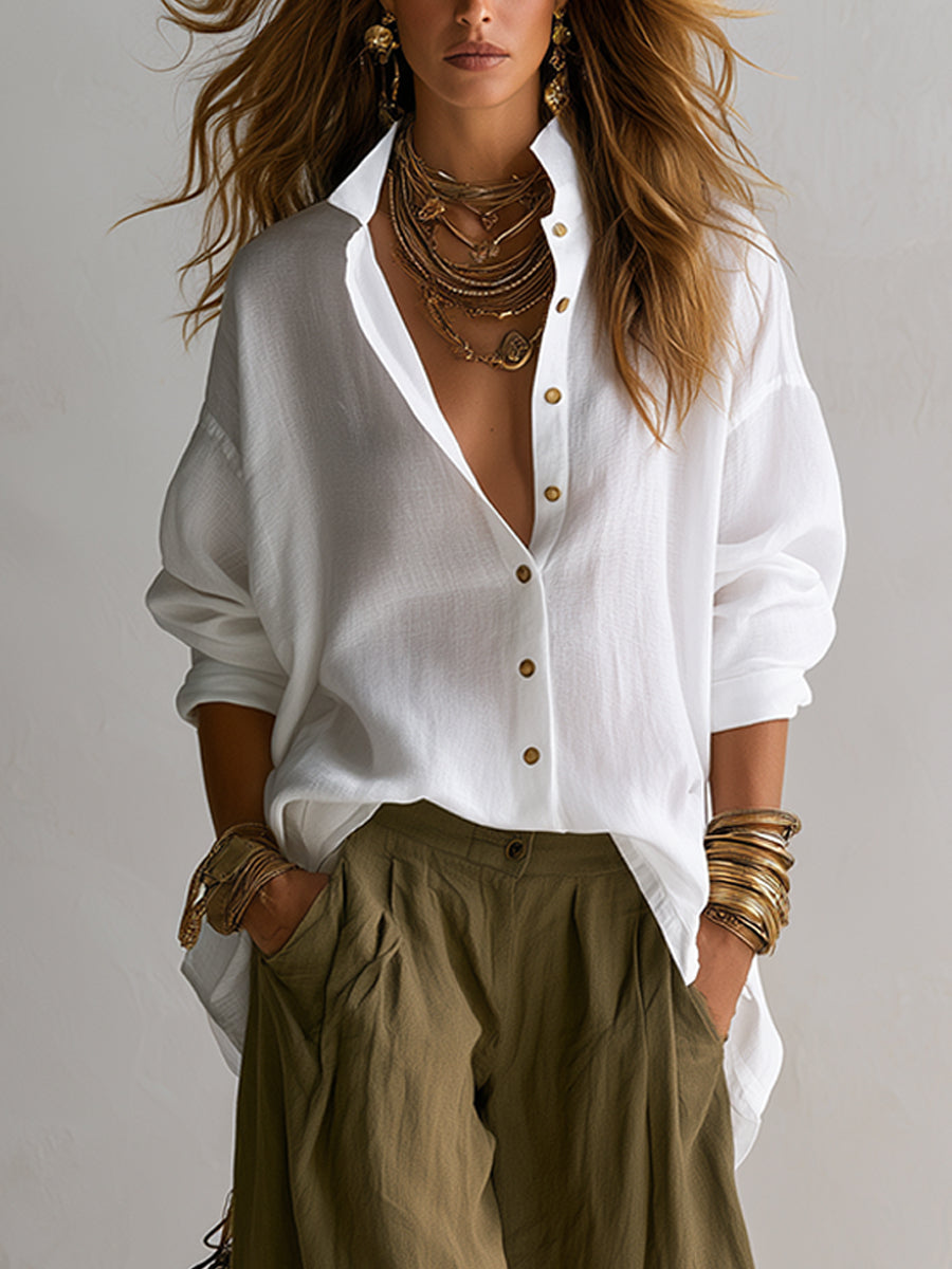 Annalisa | Ensemble chemise souple et pantalon ballon