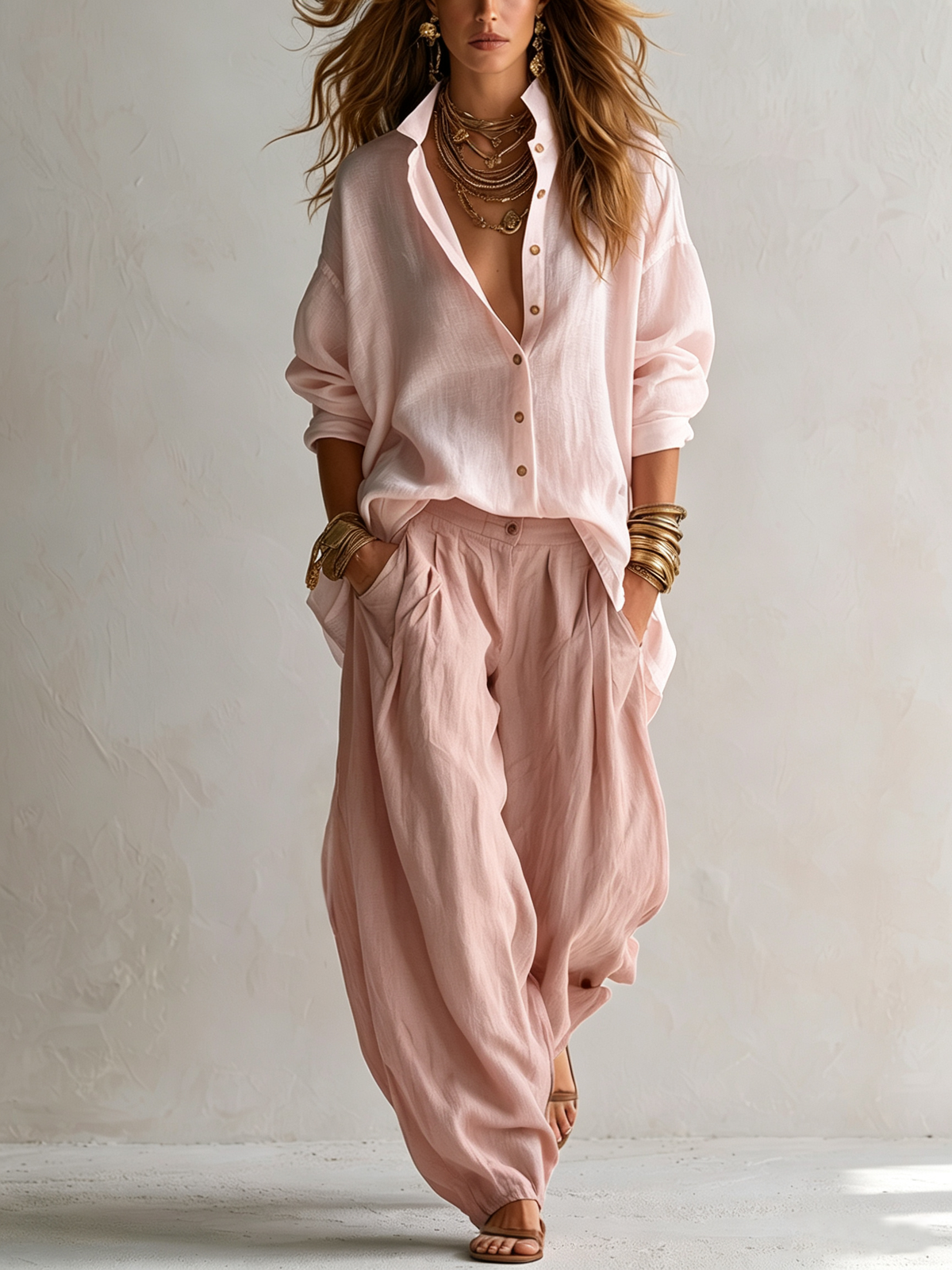 Annalisa | Ensemble chemise souple et pantalon ballon