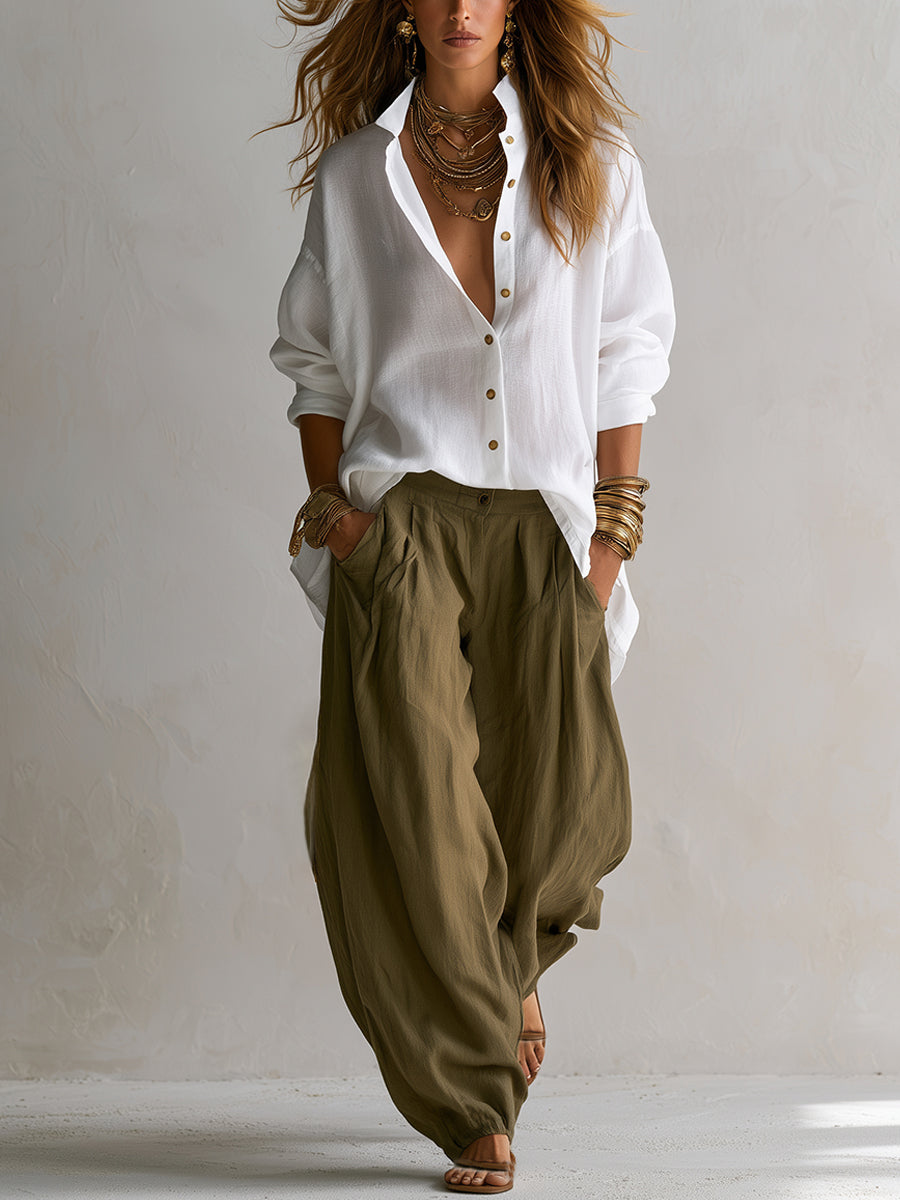 Annalisa | Ensemble chemise souple et pantalon ballon