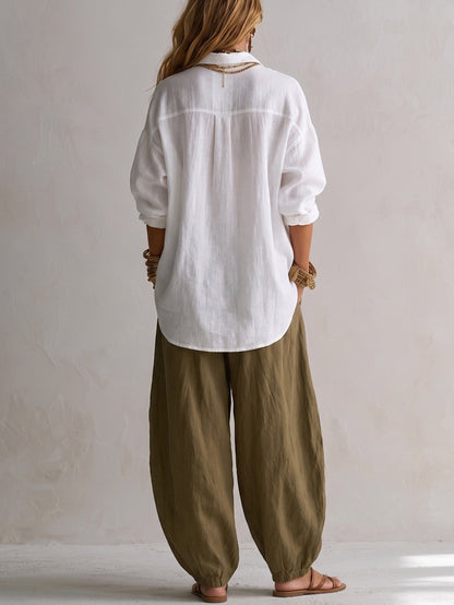 Annalisa | Ensemble chemise souple et pantalon ballon