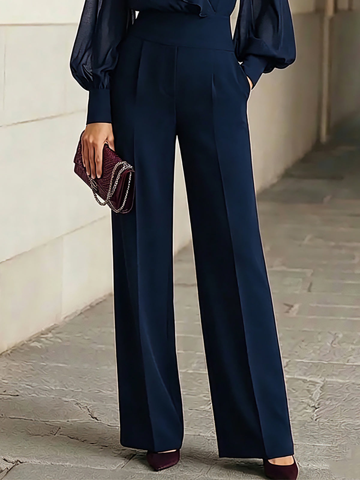 Camilla | Ensemble haut à volants et pantalon palazzo