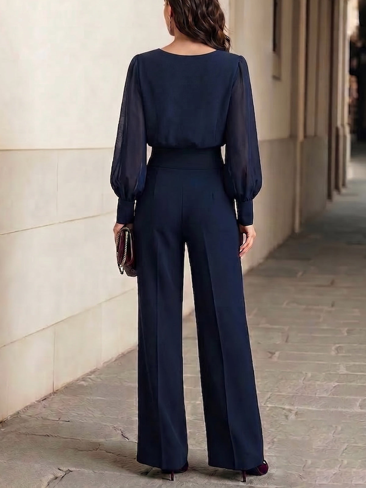 Camilla | Ensemble haut à volants et pantalon palazzo