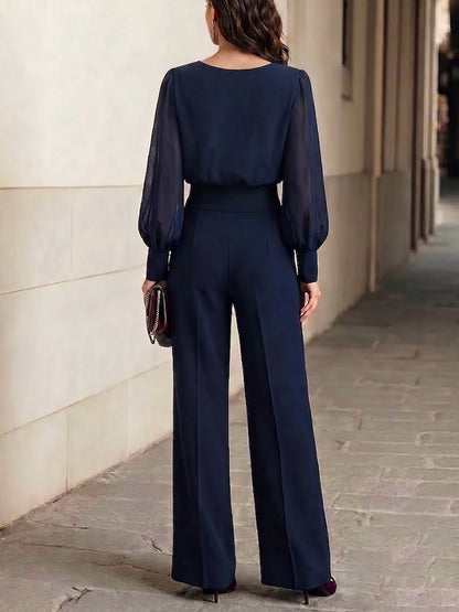 Camilla | Ensemble haut à volants et pantalon palazzo