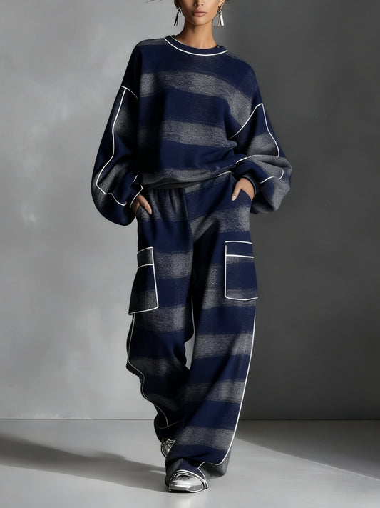 Ginevra | Ensemble sweat et pantalon à carreaux bleus et gris