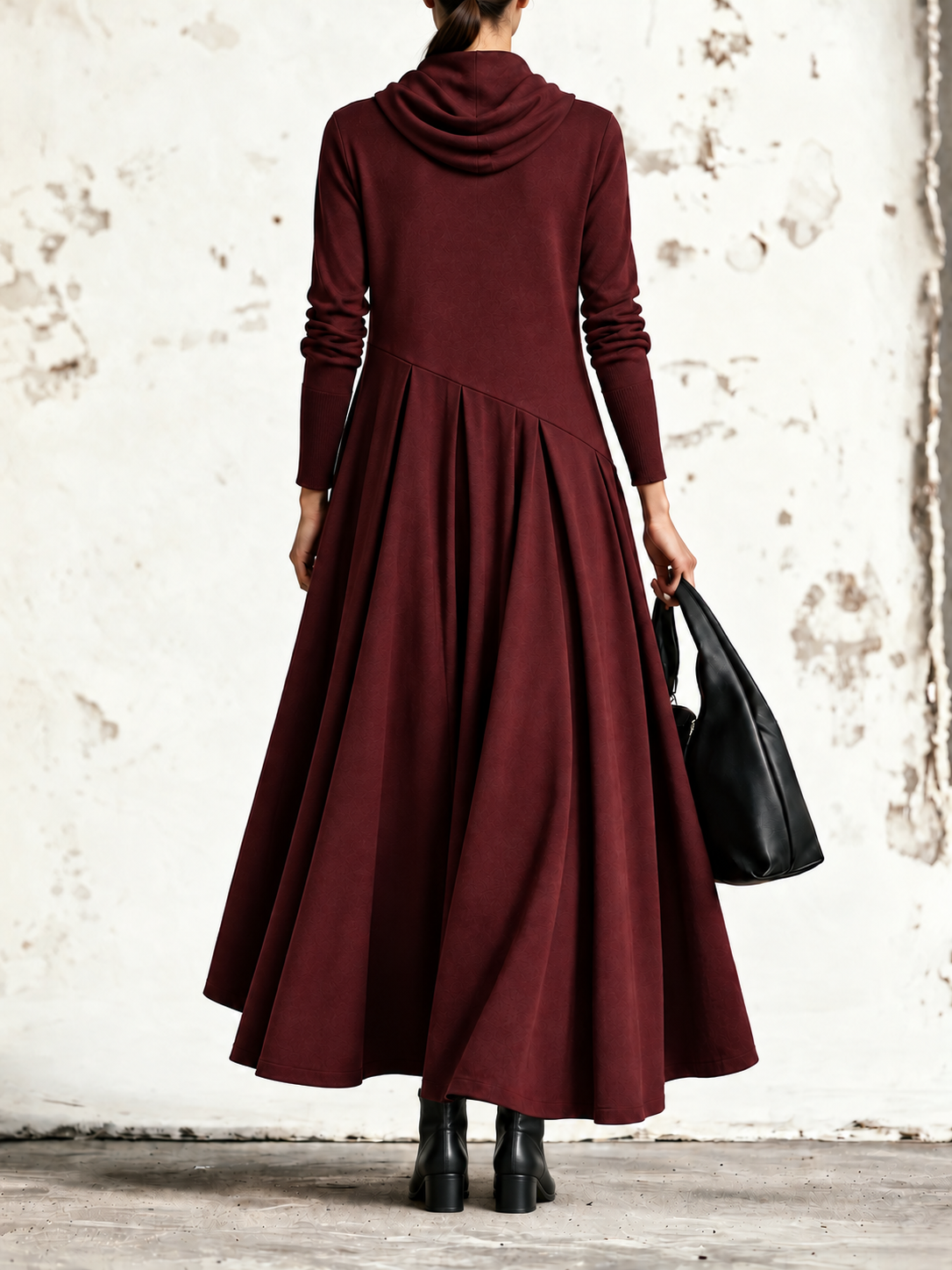 Aurora | Robe maxi à col drapé et larges plis