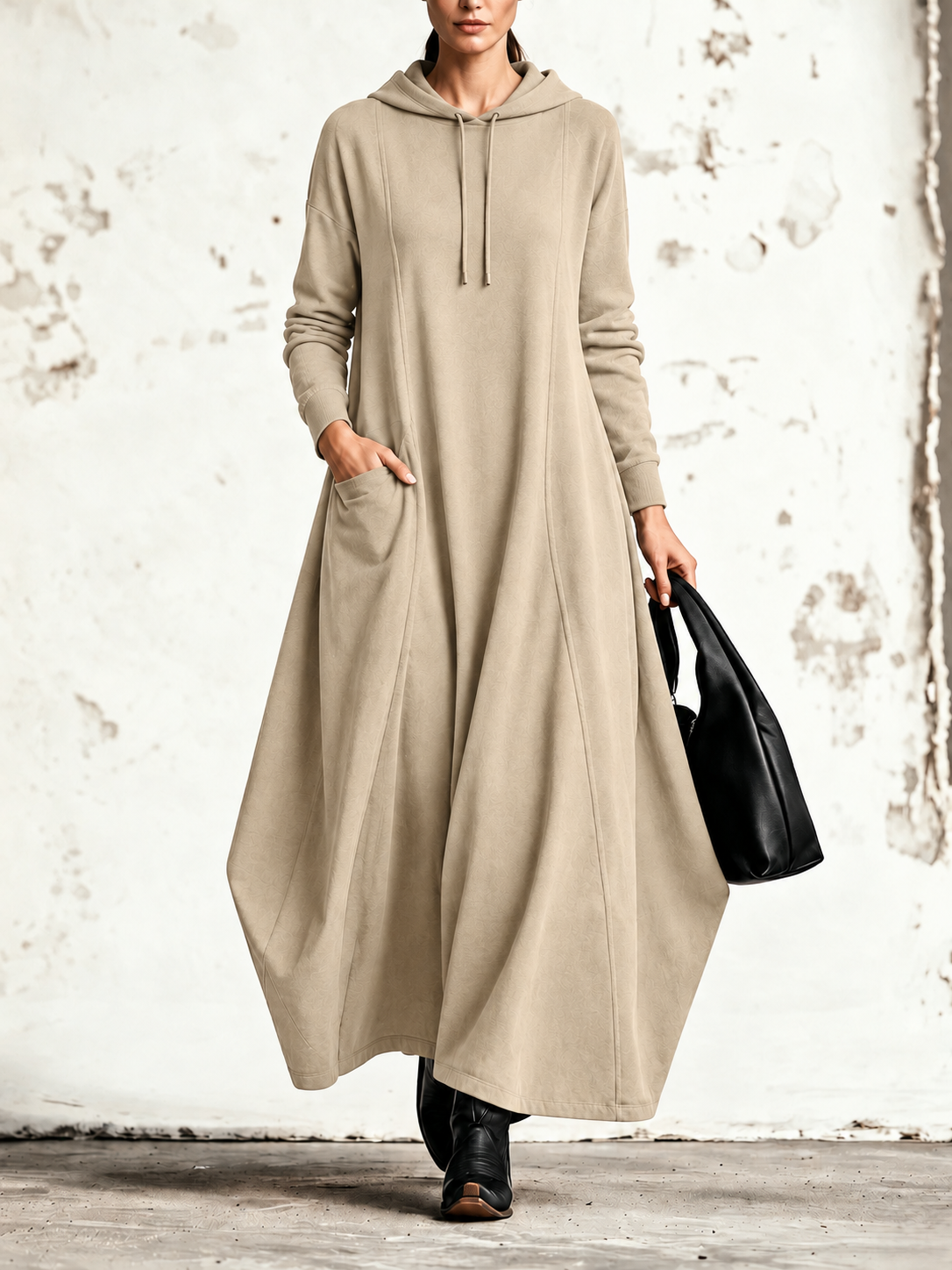 Celeste | Robe maxi à capuche et poches latérales