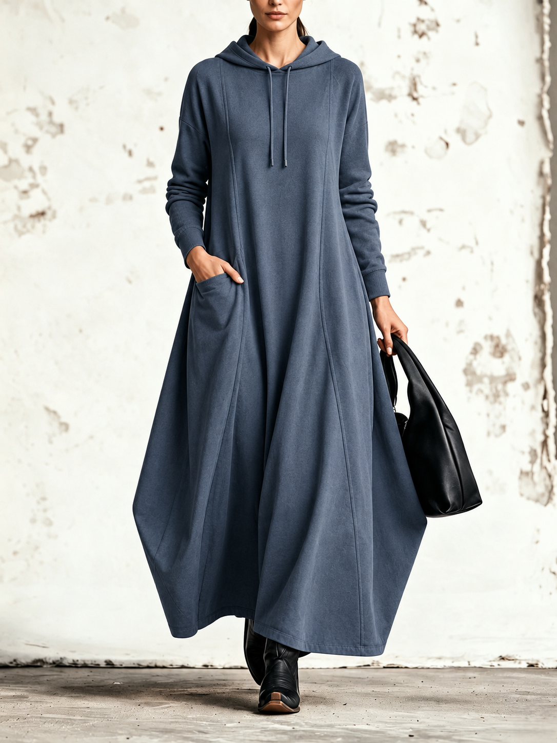 Celeste | Robe maxi à capuche et poches latérales
